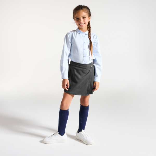 تنورة قصيرة ذات طيات، اللون رمادي، للفتيات